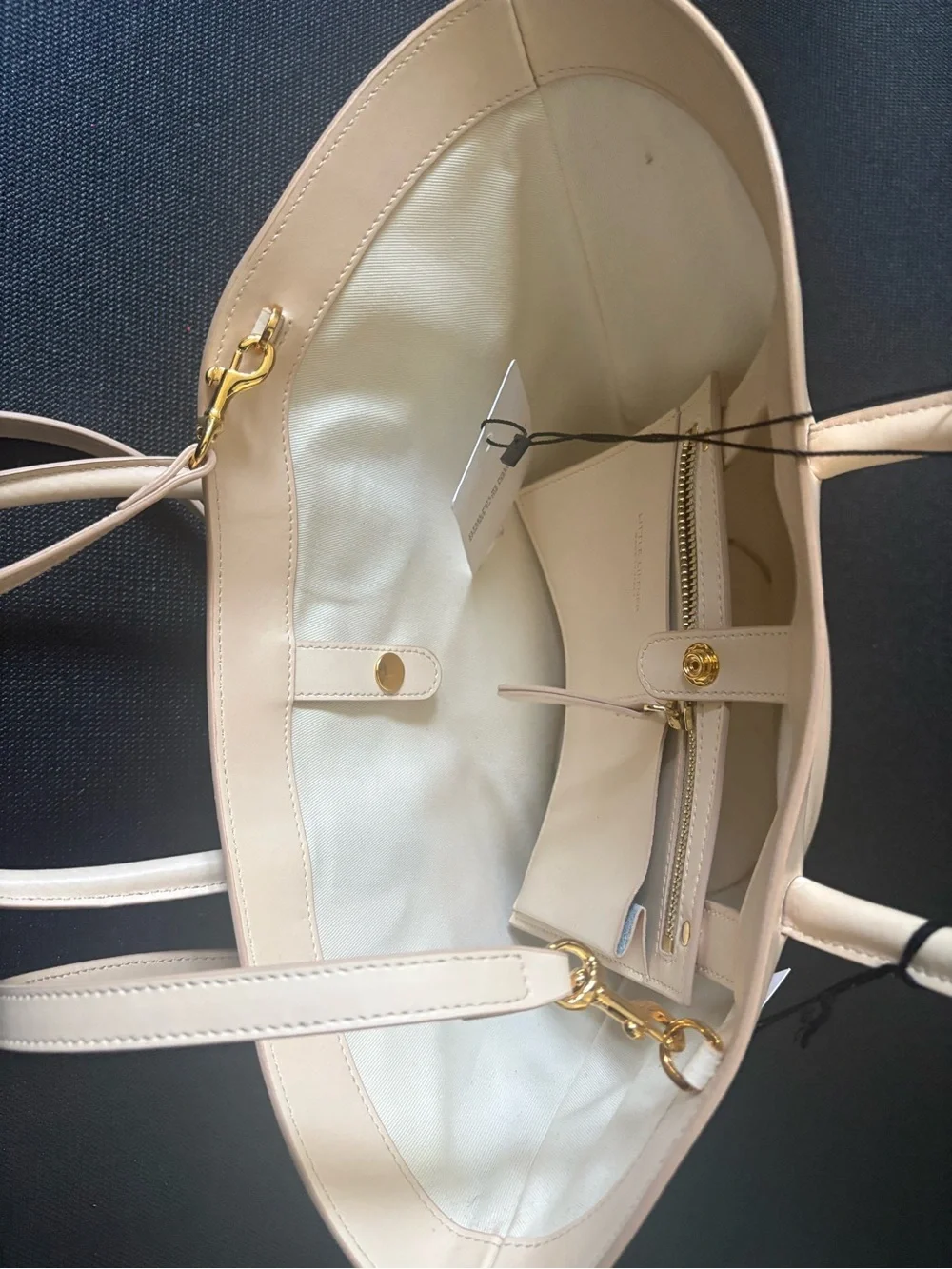 Little Liffner Cream Tulip Tote Bag with Double Top Handles